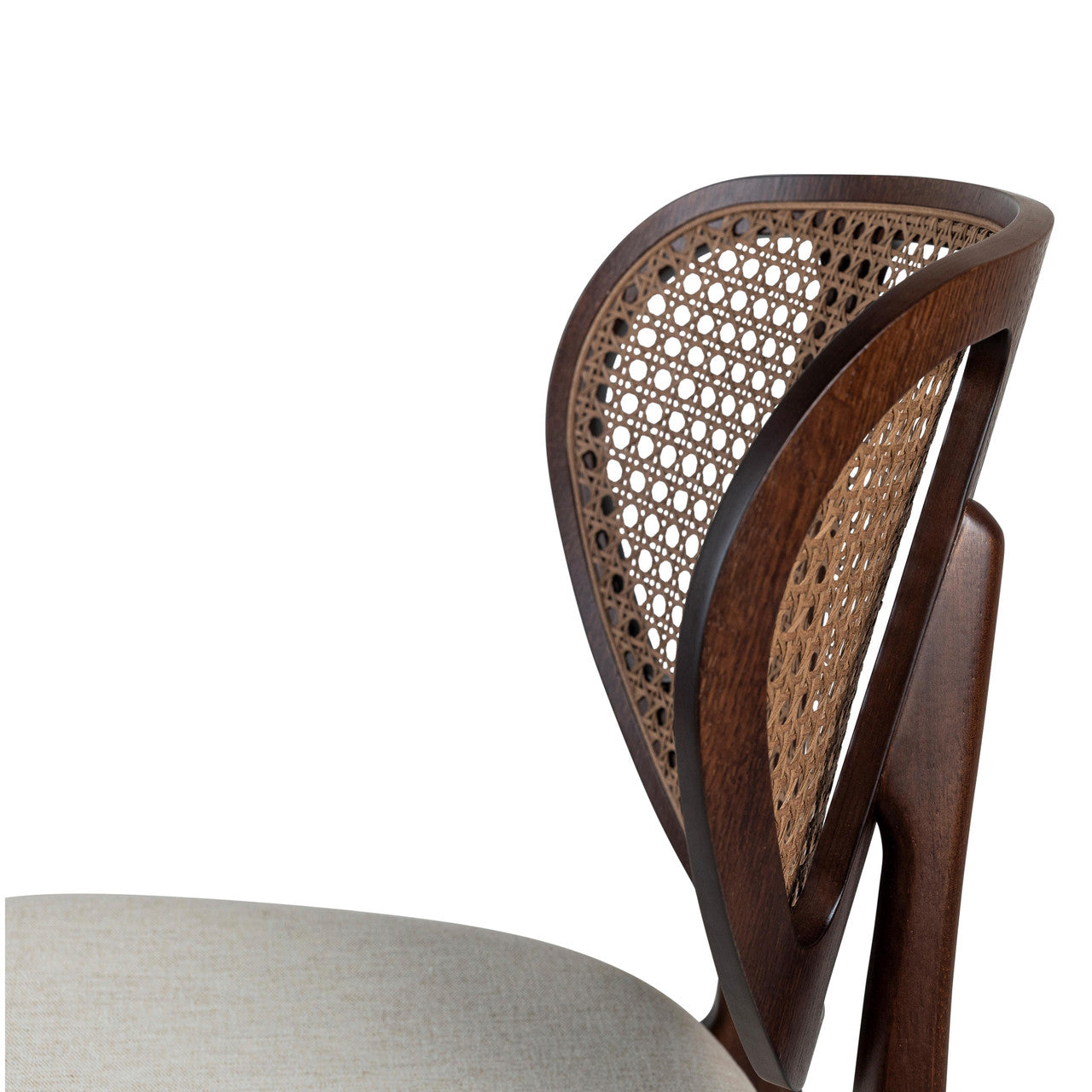 Modern Brazilian - Joelma - Cane Side Chair - Medley Ivory Seat - Nogal Frame - Nogal Cane Webbing