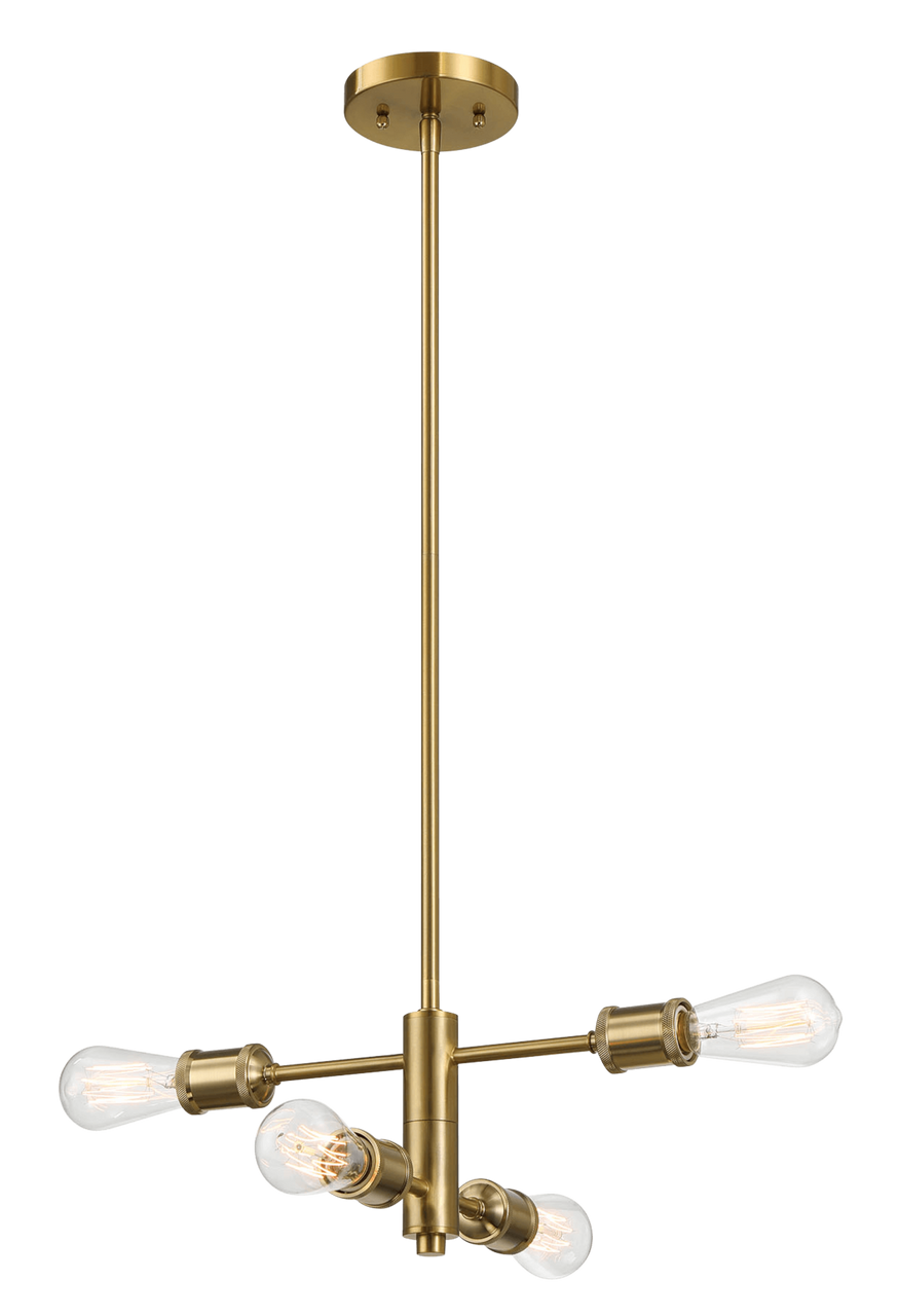 Trellis Four Lights Modern Gold Chandelier Vintage Pendant Fixture for Living Room Dining Kitchen 15"W × 6.75"H