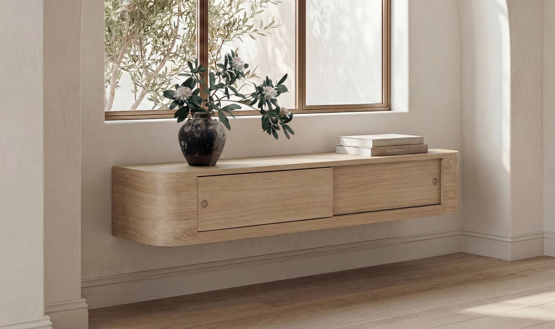 Round Off Floating Console Table Natural by Moe's Home Collection - view 5