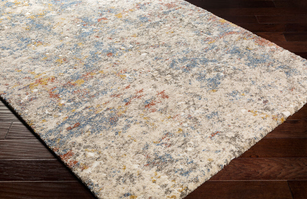 Tuscany Blue/Tan Machine Woven Rug - corner
