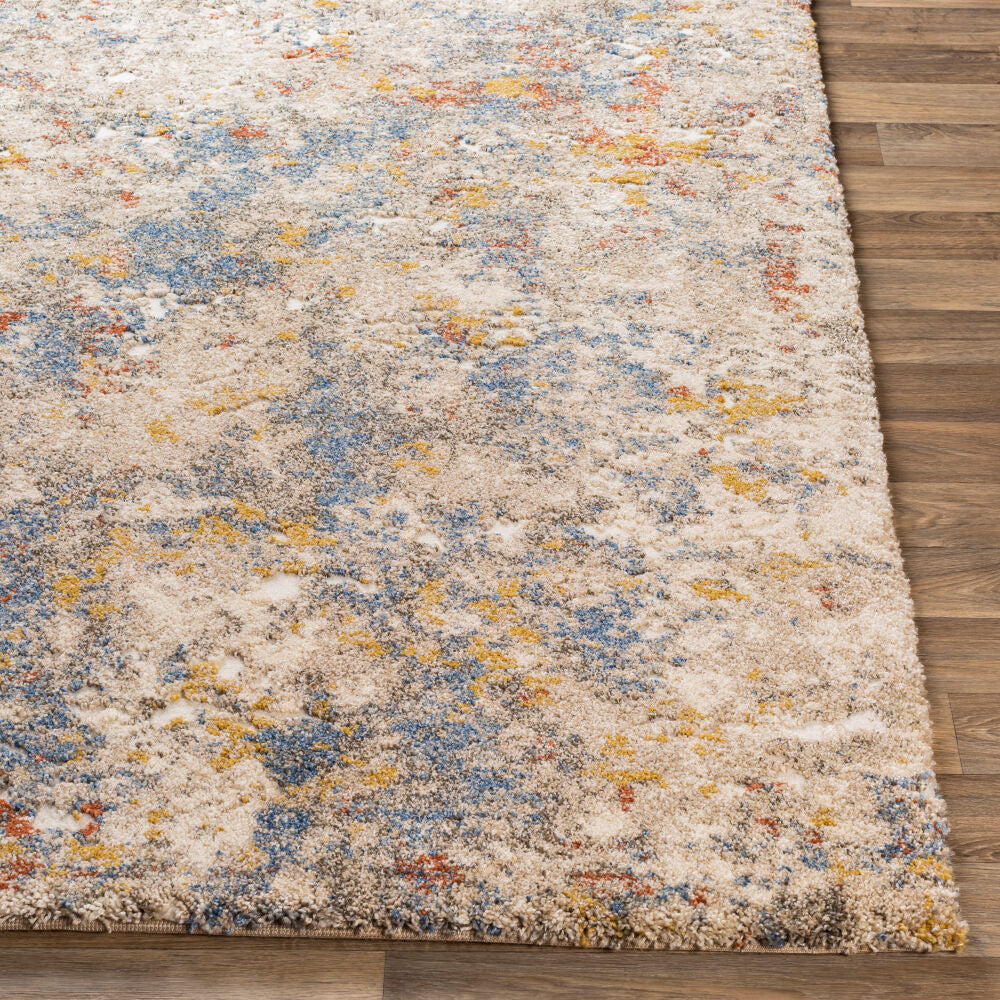 Tuscany Blue/Tan Machine Woven Rug - front
