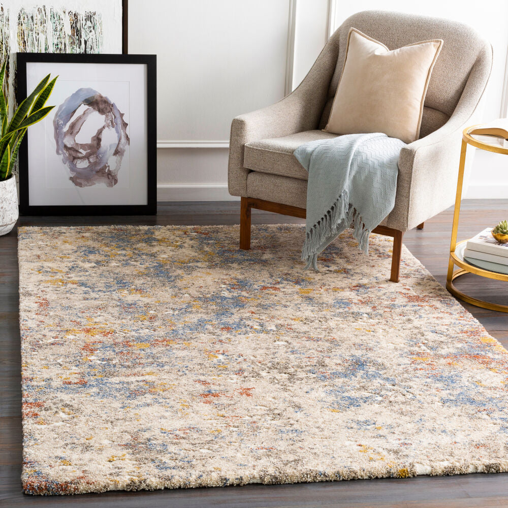 Tuscany Blue/Tan Machine Woven Rug - roomscene
