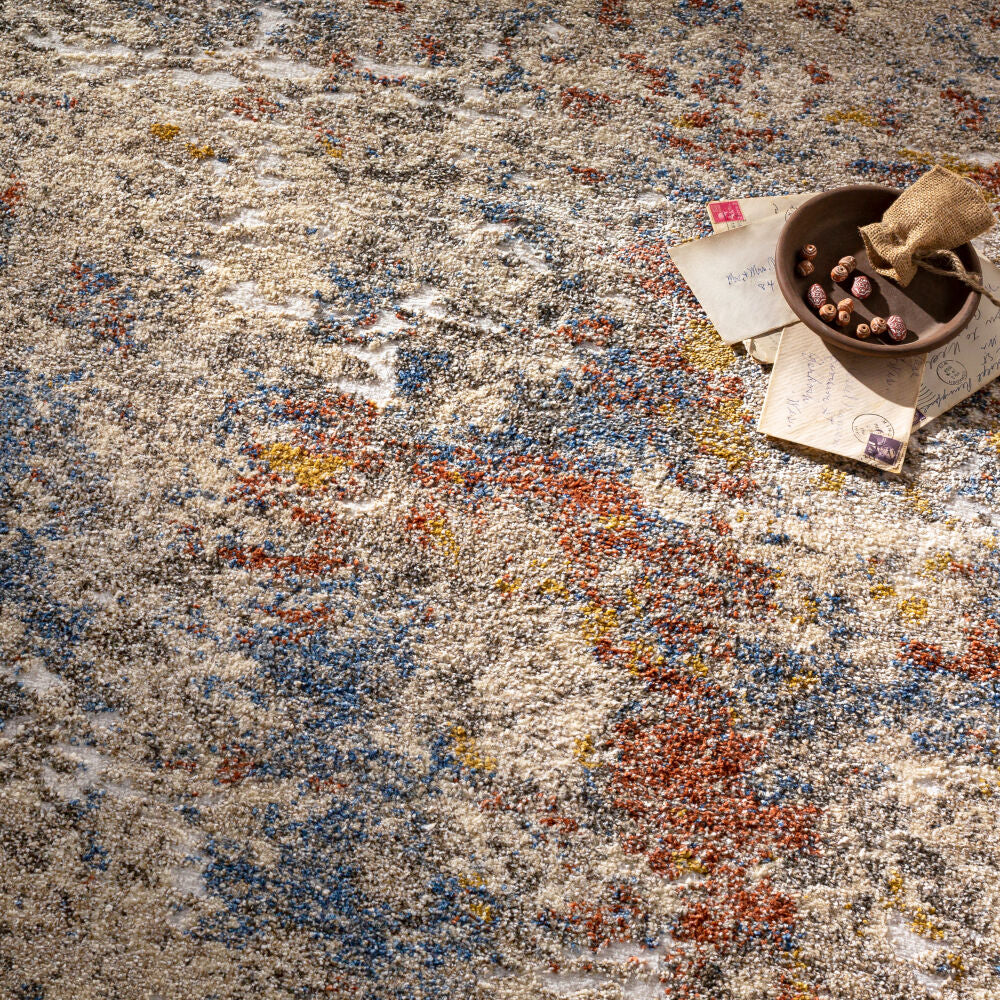 Tuscany Blue/Tan Machine Woven Rug - styleshot