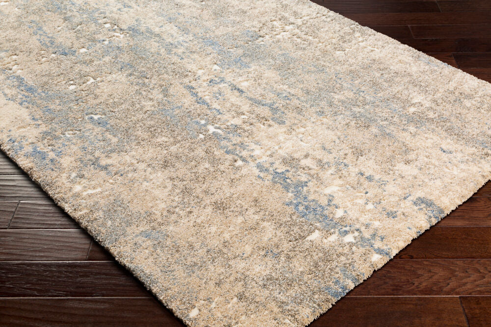 Tuscany Blue/White Machine Woven Rug - corner