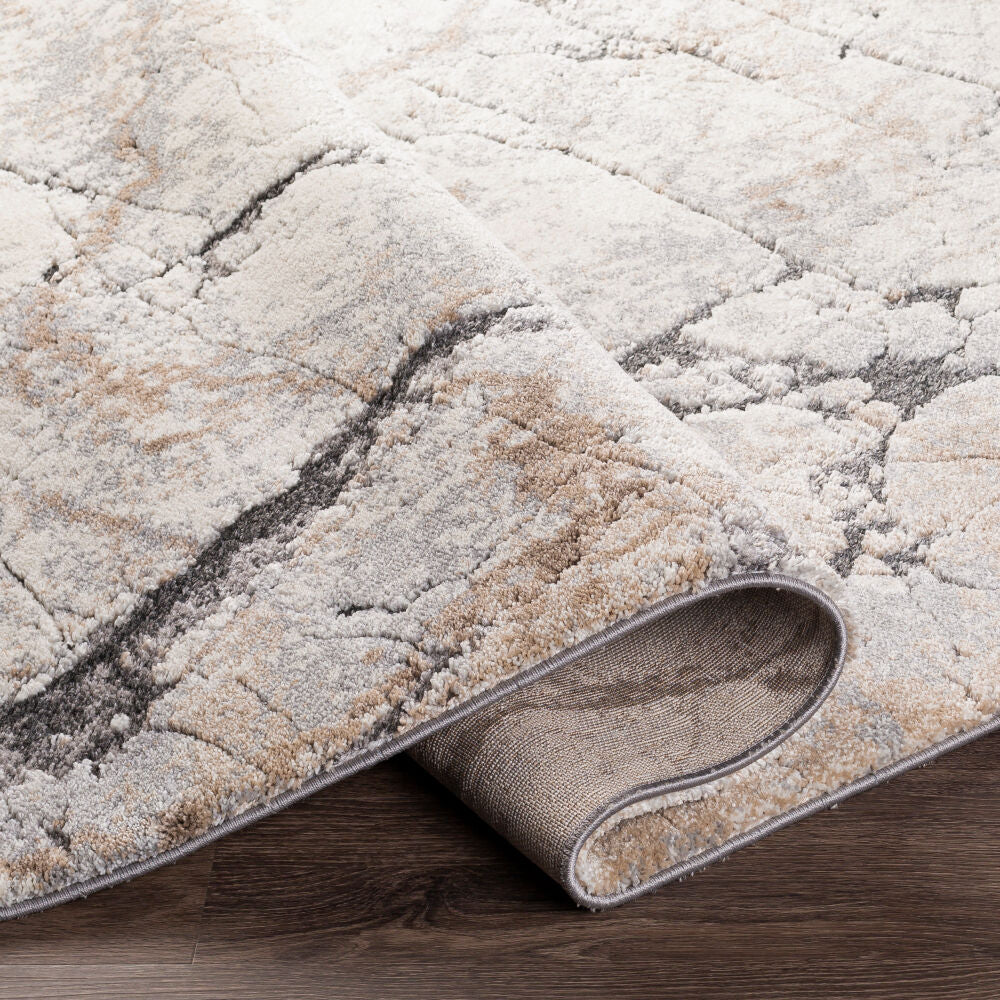 Tuscany Charcoal/Tan Machine Woven Rug TUS-2314 - fold