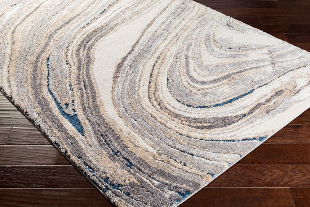 Tuscany Charcoal/Light Gray Machine Woven Rug - corner