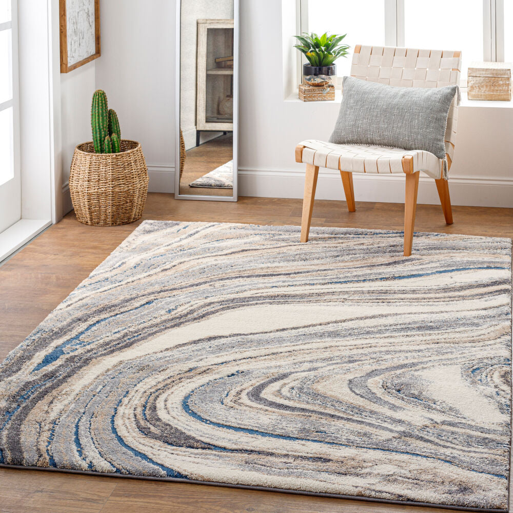 Tuscany Charcoal/Light Gray Machine Woven Rug - roomscene