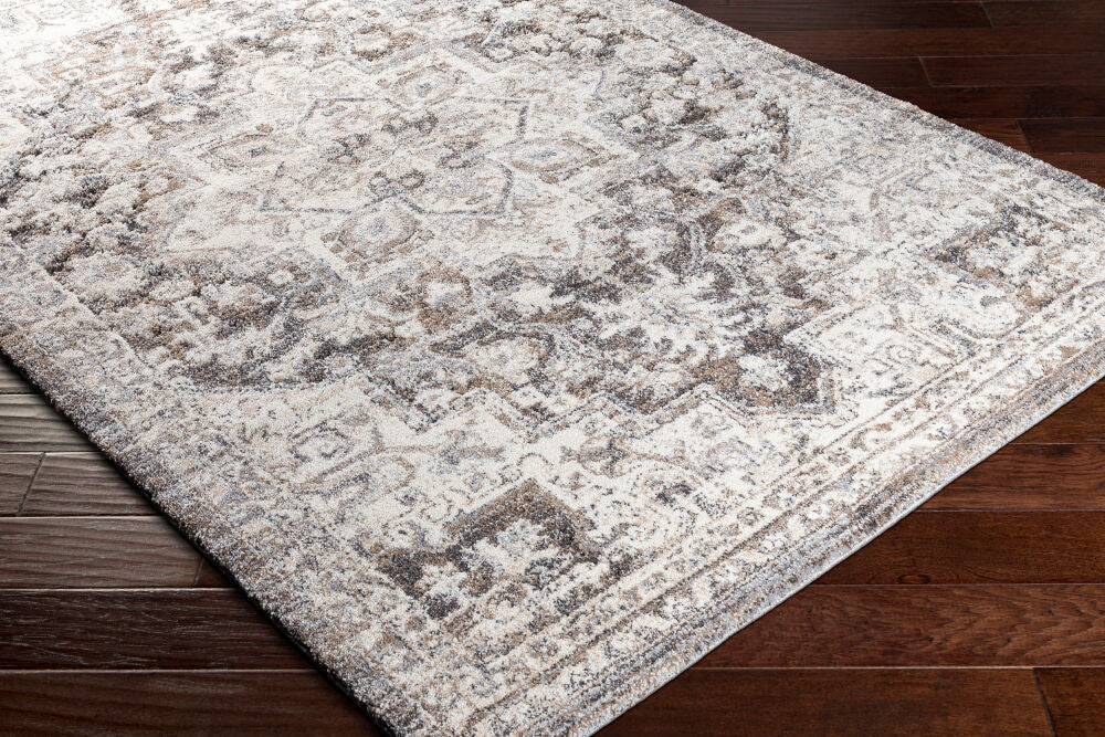 Tuscany Brown/Light Gray Machine Woven Rug TUS-2318 - corner