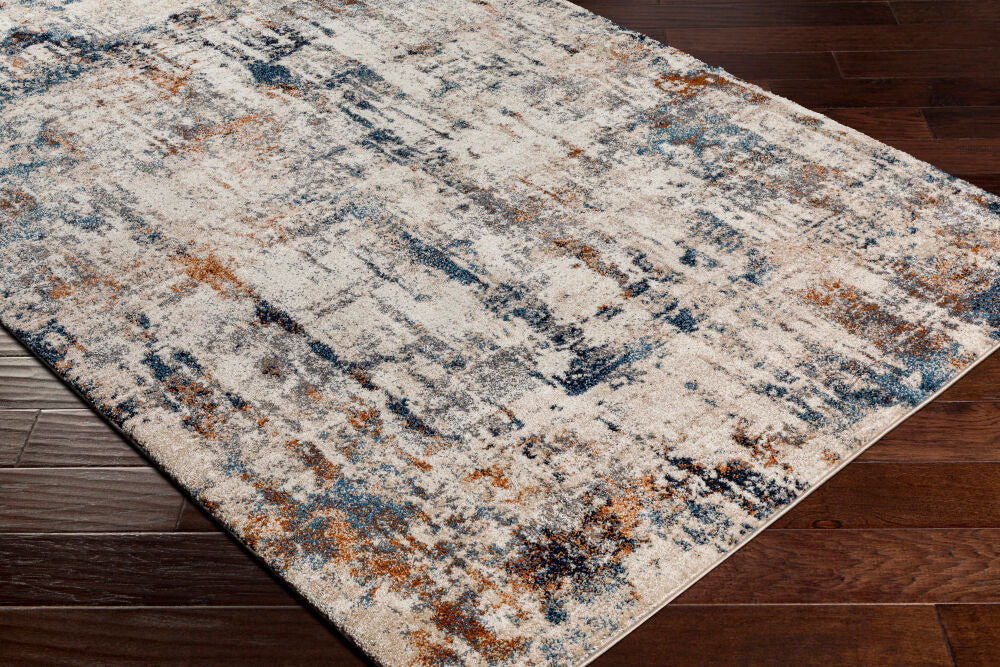 Tuscany Blue/Light Beige Machine Woven Rug TUS-2327 - corner