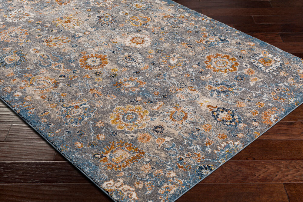 Tuscany Blue/Light Beige Machine Woven Rug TUS-2333 - corner