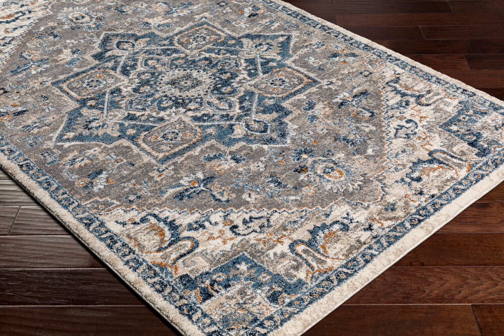 Tuscany Blue/Light Beige Machine Woven Rug TUS-2335 - corner