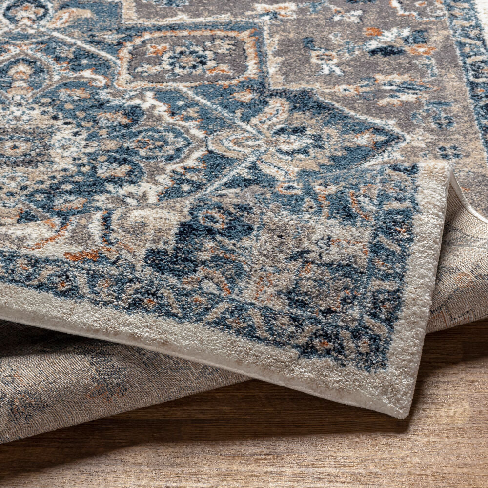 Tuscany Blue/Light Beige Machine Woven Rug TUS-2335 - fold