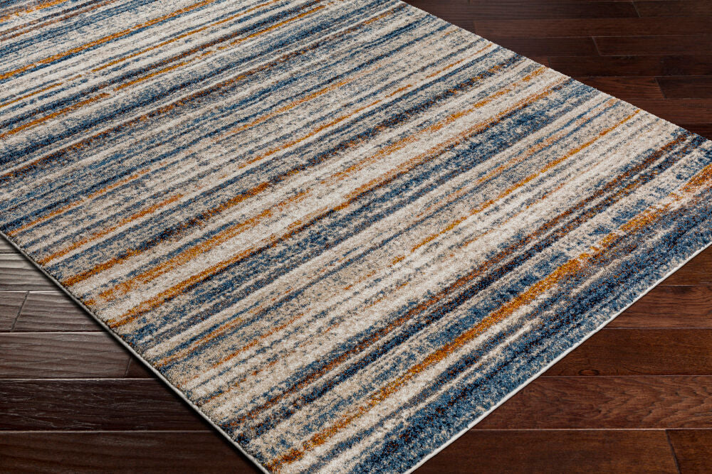Tuscany Blue/Light Beige Machine Woven Rug TUS-2337 - corner