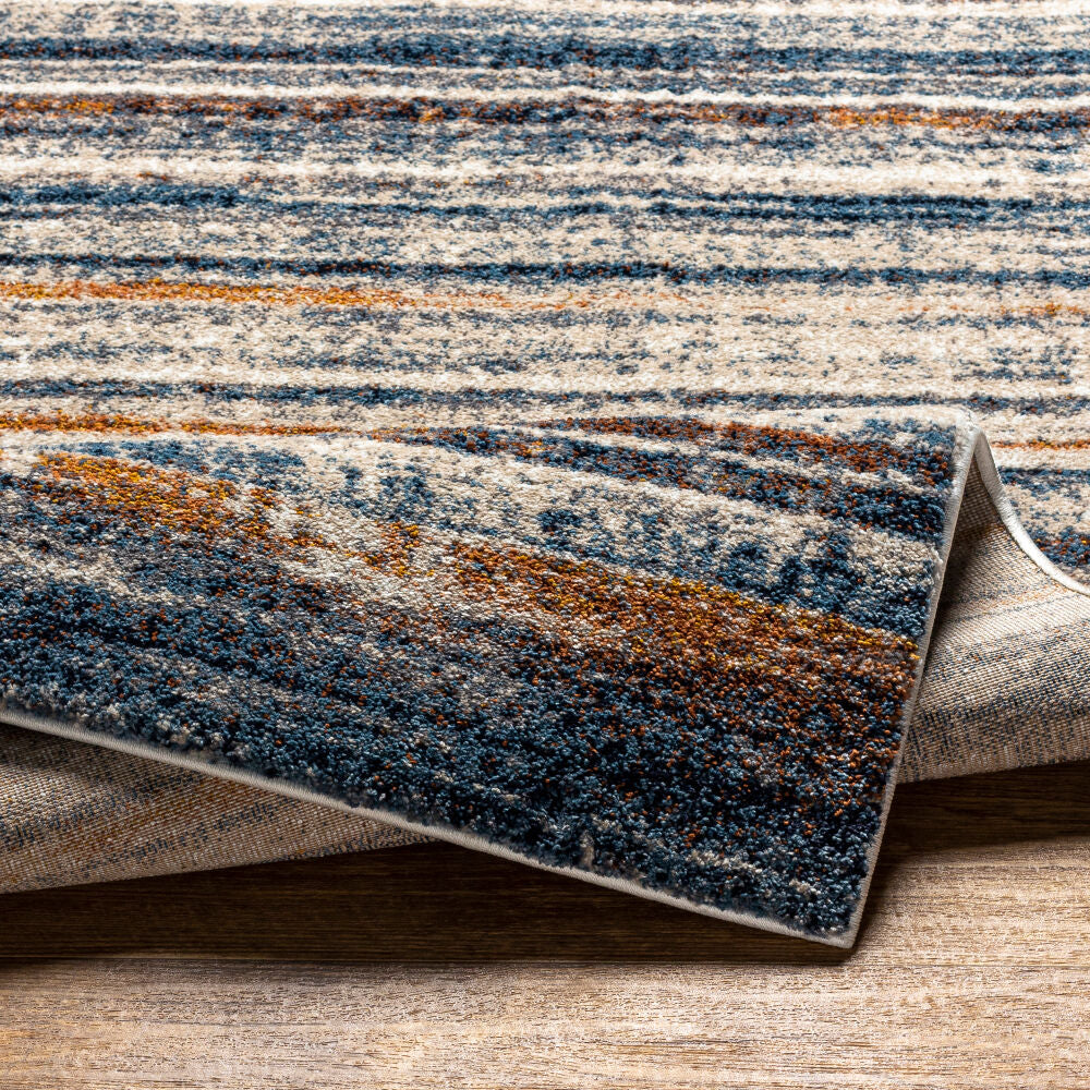 Tuscany Blue/Light Beige Machine Woven Rug TUS-2337 - fold