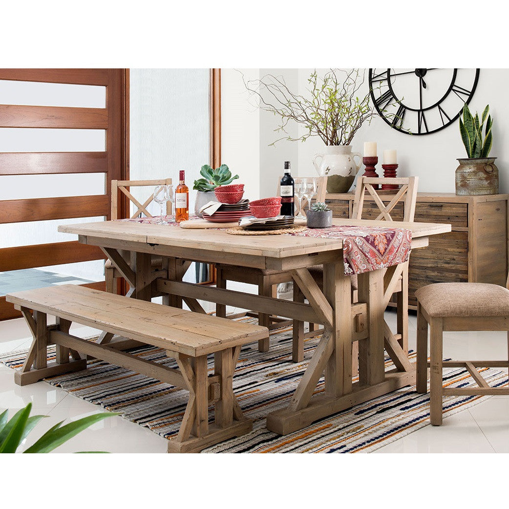 Coastal Rustic Solid Wood Trestle Dining Room