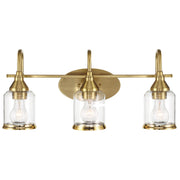 Twilight Vanity Light | Brushed Gold and Three-Light Clear Glass Design