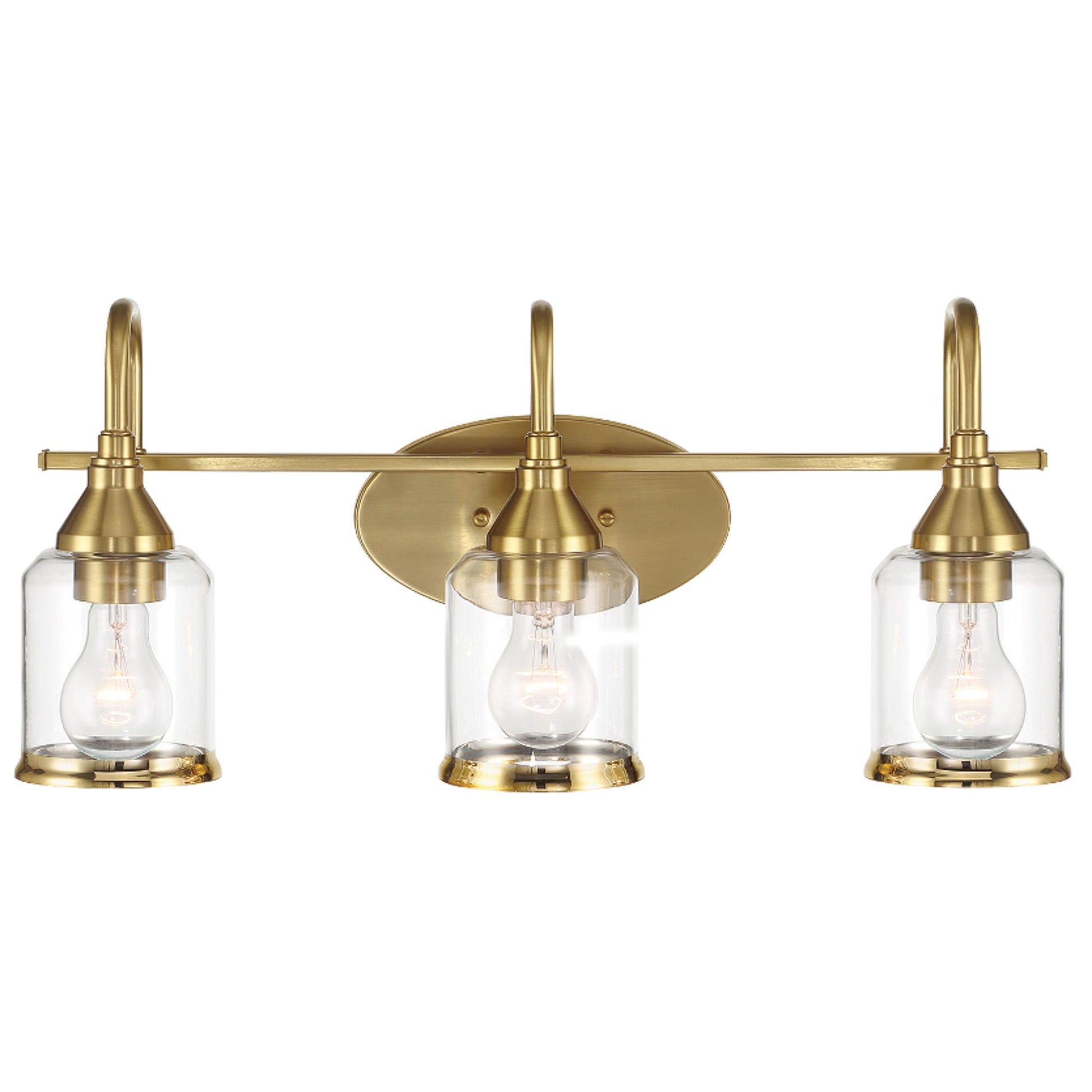 Twilight Vanity Light | Brushed Gold and Three-Light Clear Glass Design