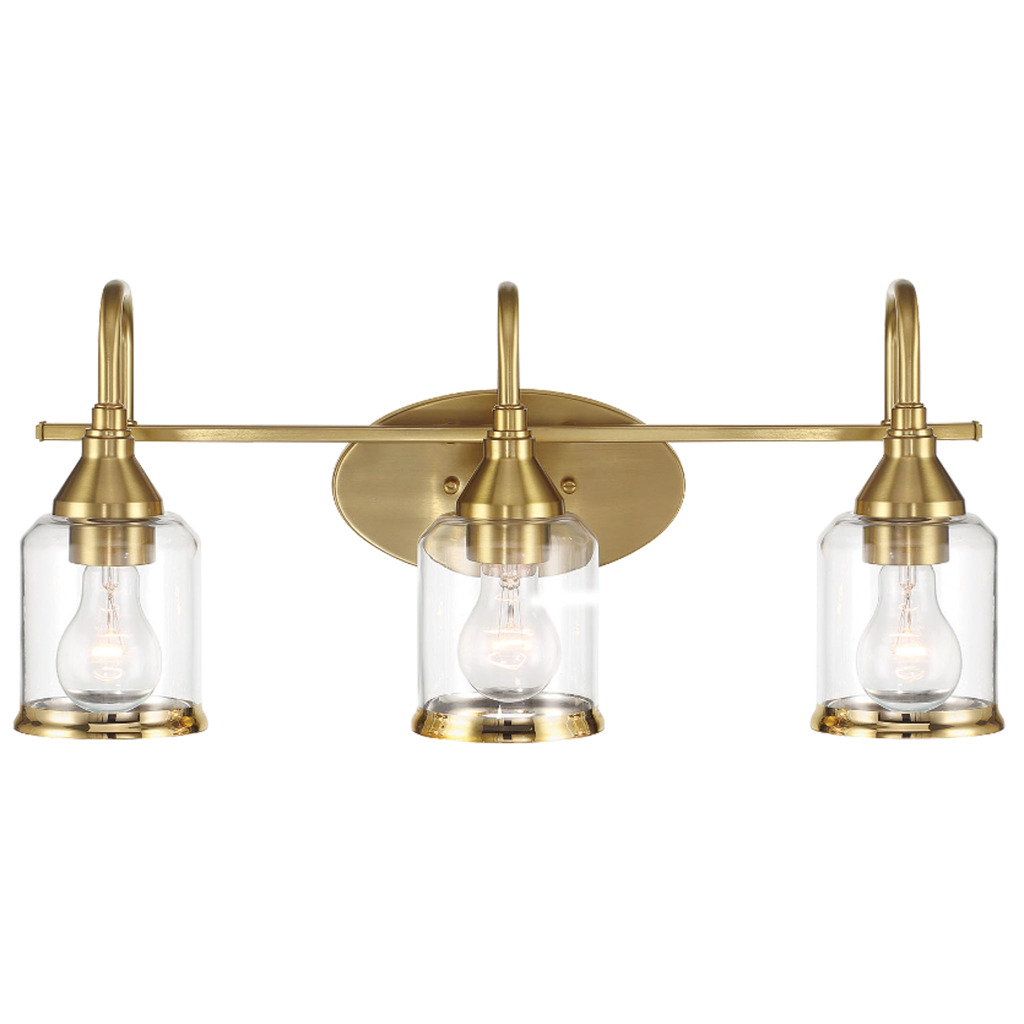 Twilight Vanity Light | Brushed Gold and Three-Light Clear Glass Design