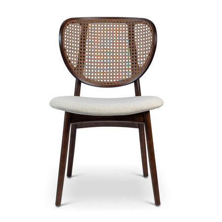 Modern Brazilian Joelma Cane Side Chair Medley Ivory Seat Nogal Frame - Nogal Cane Webbing