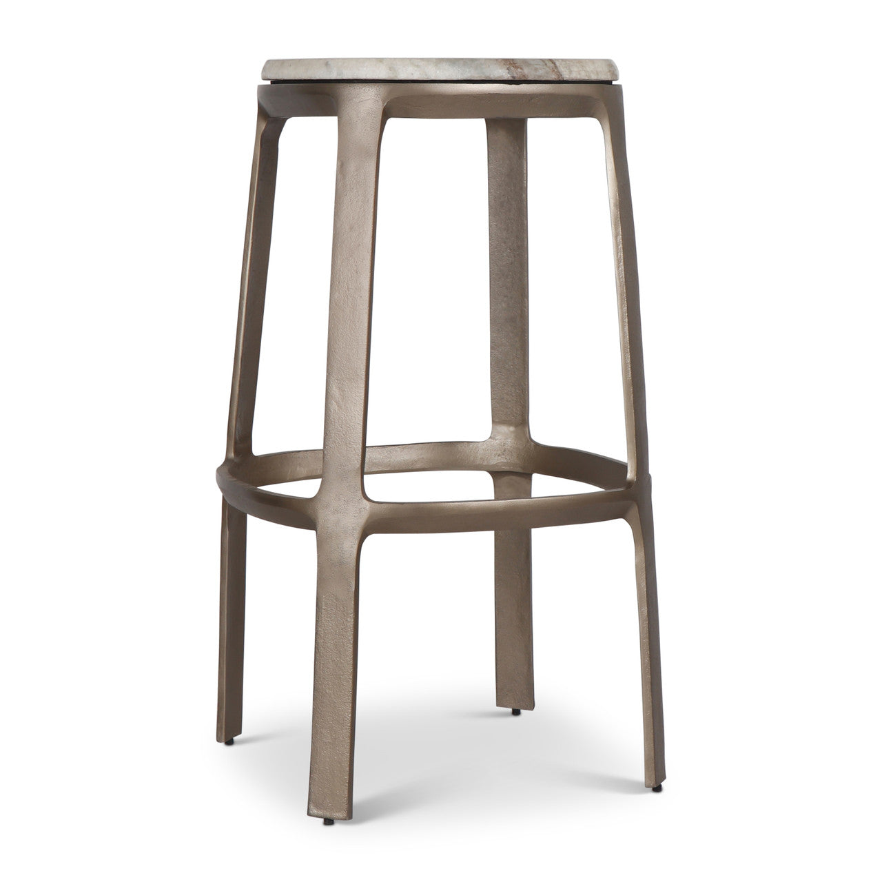Marbelle - Alfie Marble Bar Stool - Toronto Sand/Antique Nickel Finish