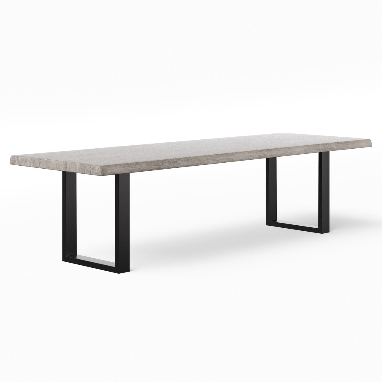 Brooks - Dining Table - U Base - 40" x 116" - Sandblasted Grey Top - Black Base