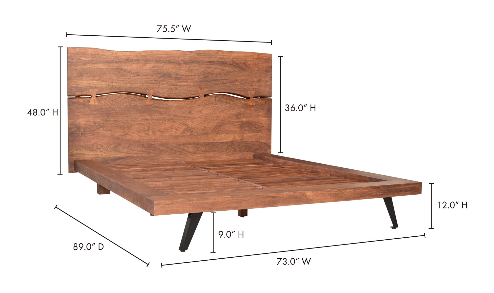 Madagascar Queen Platform Bed Brown by Moe's Home Collection - view 16