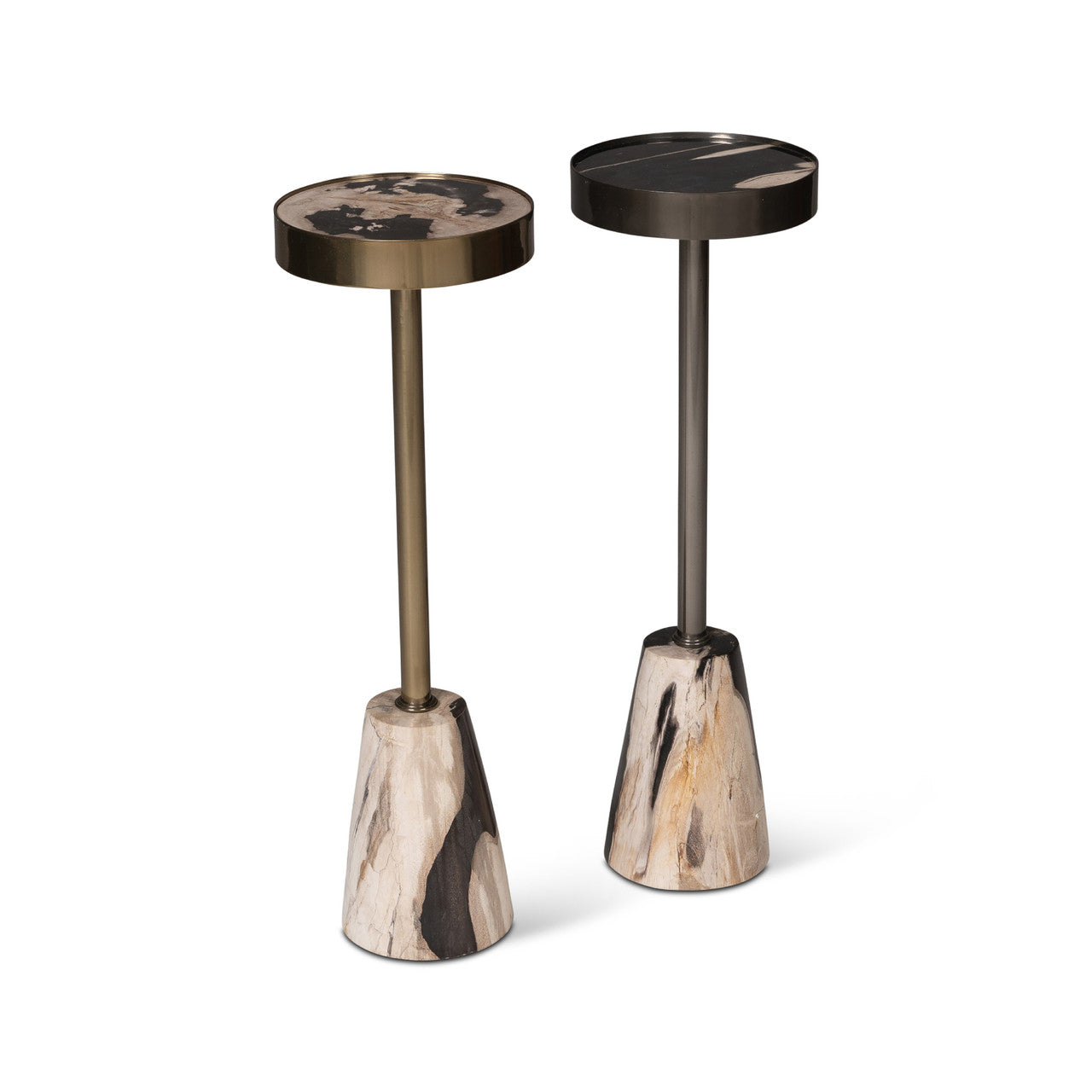 Relique - Jael Drink Table - Nickel Frame - Natural Dark  Top