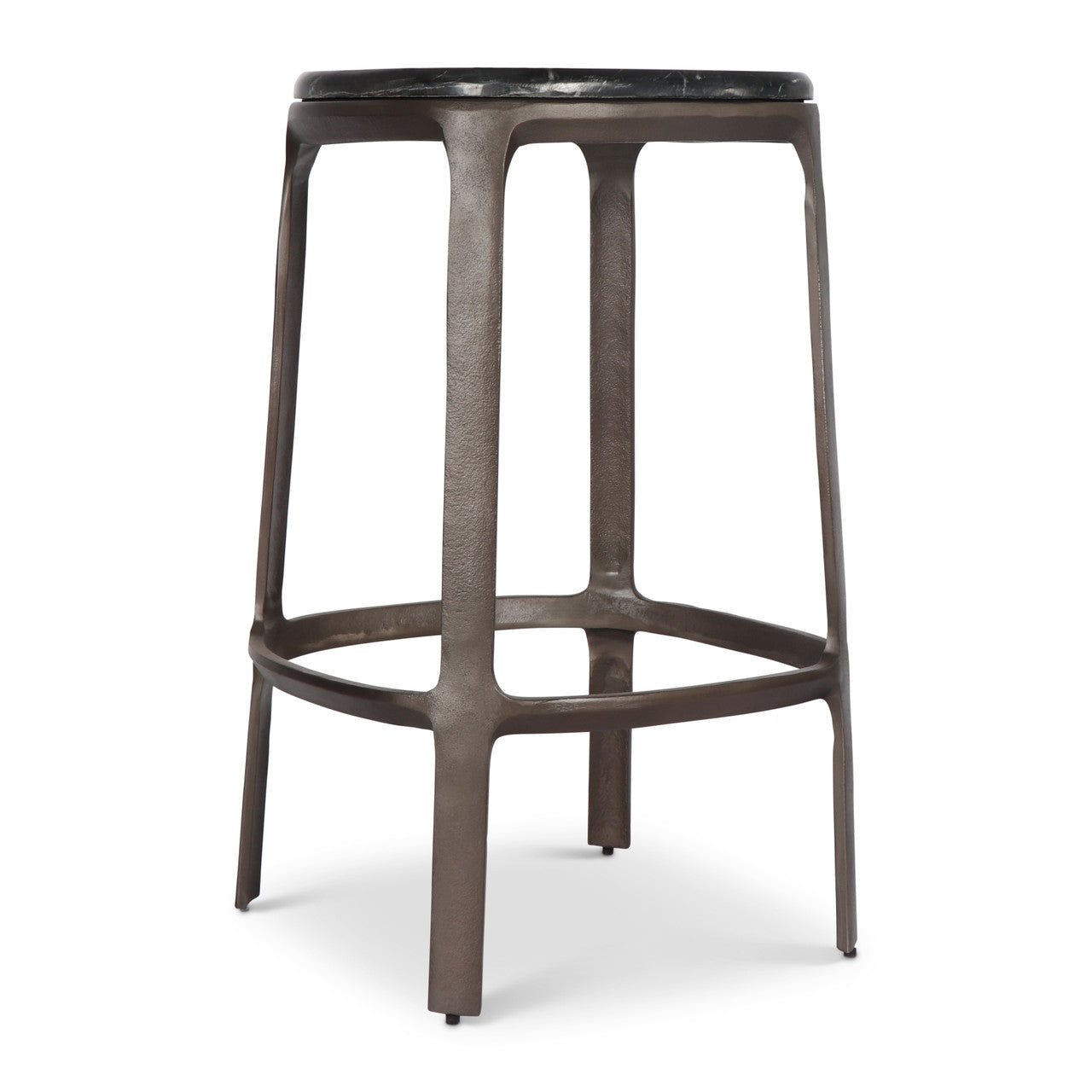 Marbelle - Alfie Marble Counter Stool - Fantasy Black/Bronze Finish
