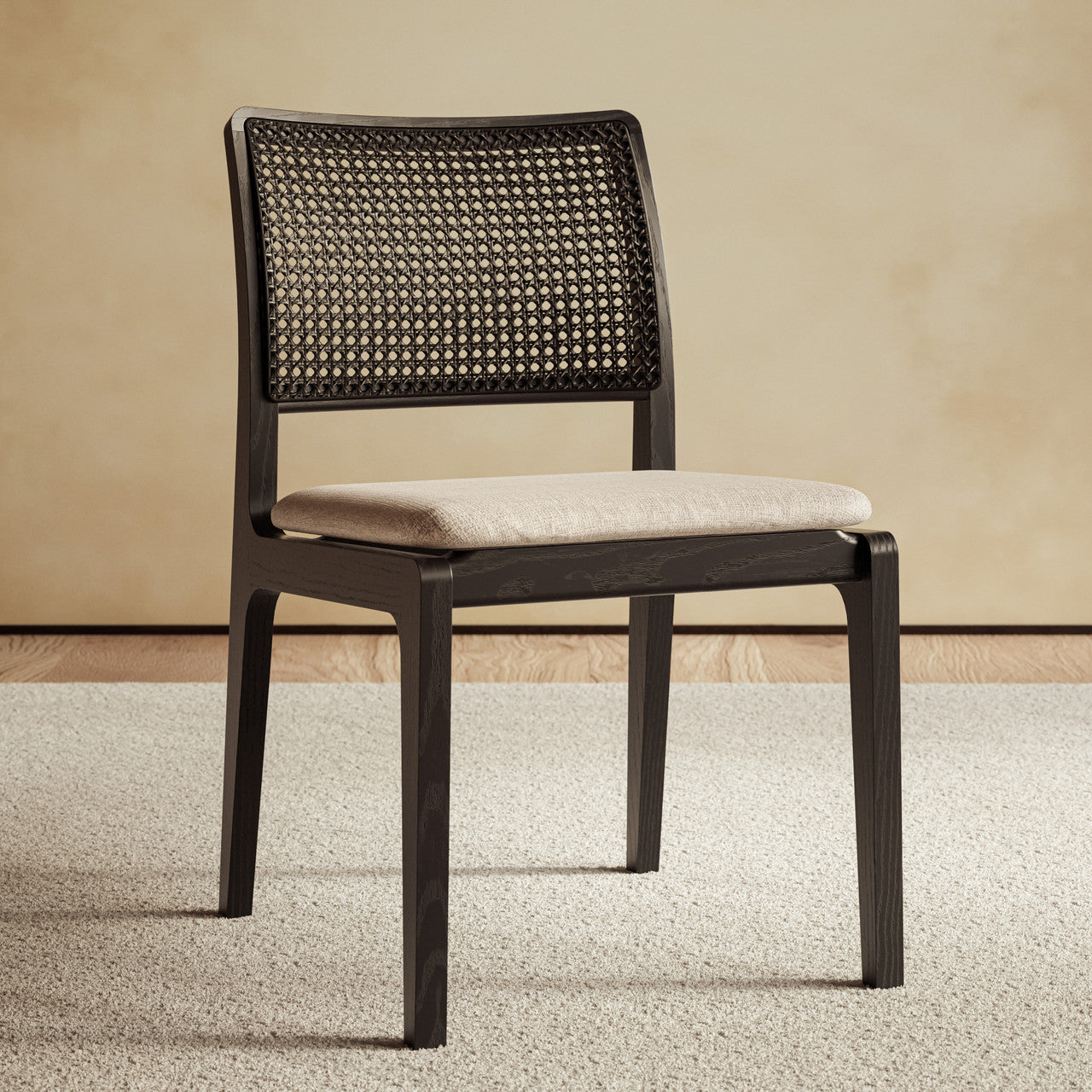 Modern Brazilian - Larissa Side Chair - Harvest Jute Upholstery - Ebano Frame