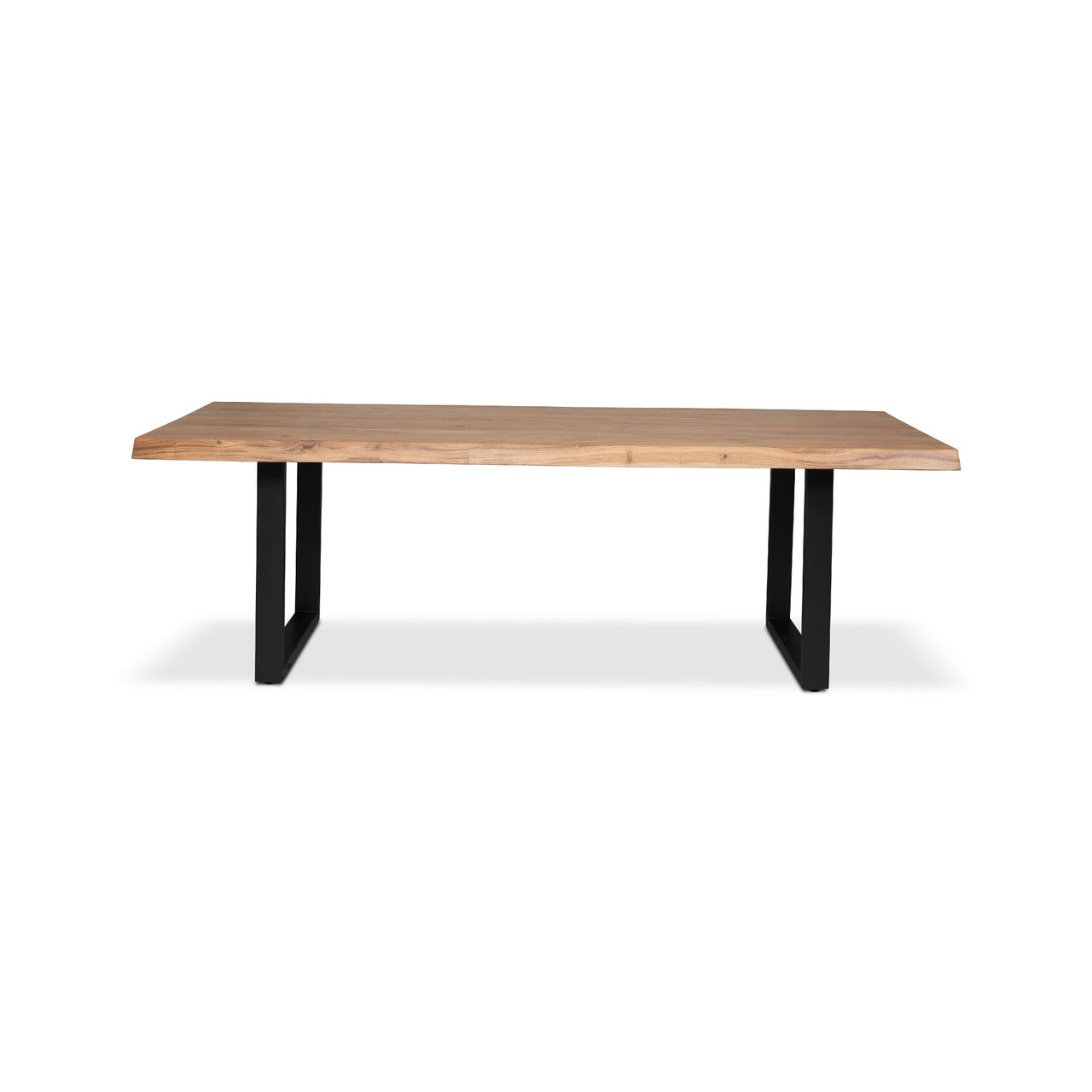 Brooks - Dining Table - U Base - 40" x 79" - Teak Top - Black Base