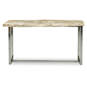 Relique - Raw Console - Polished Stainless Steel Frame - Natural Light Top