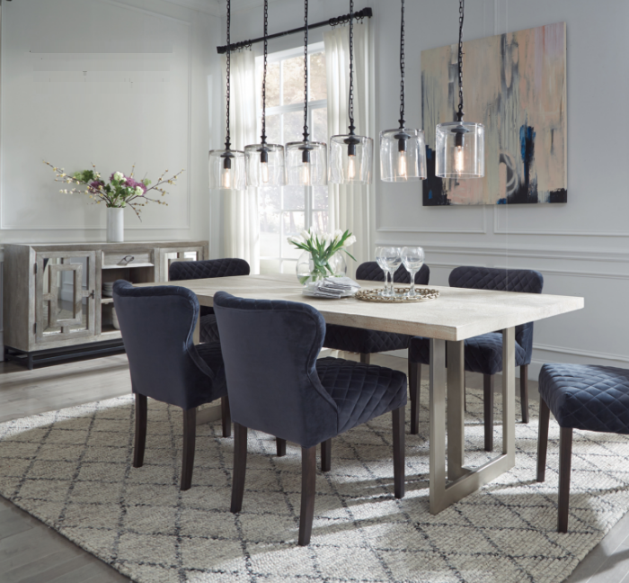 Uptown Whitewashed Solid Wood Dining Room Tables 84"