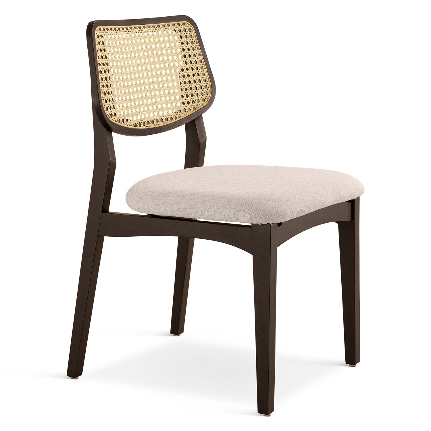 Modern Brazilian - Beth - Cane Side Chair - Medley Ivory Seat - Ebano Frame - Natural Cane Webbing by Urbia