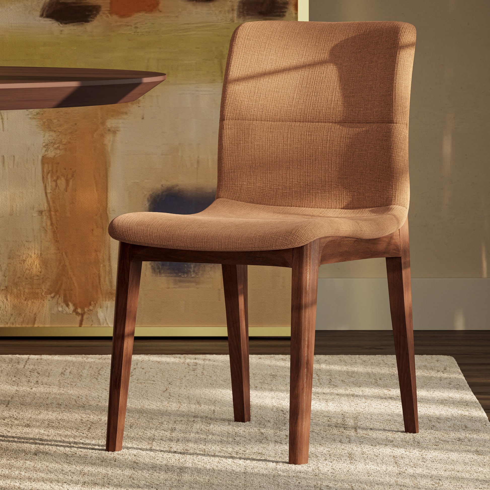 Modern Brazilian - Godan Side Chair - Jackpot Terracotta Seat - Nogal Frame by Urbia