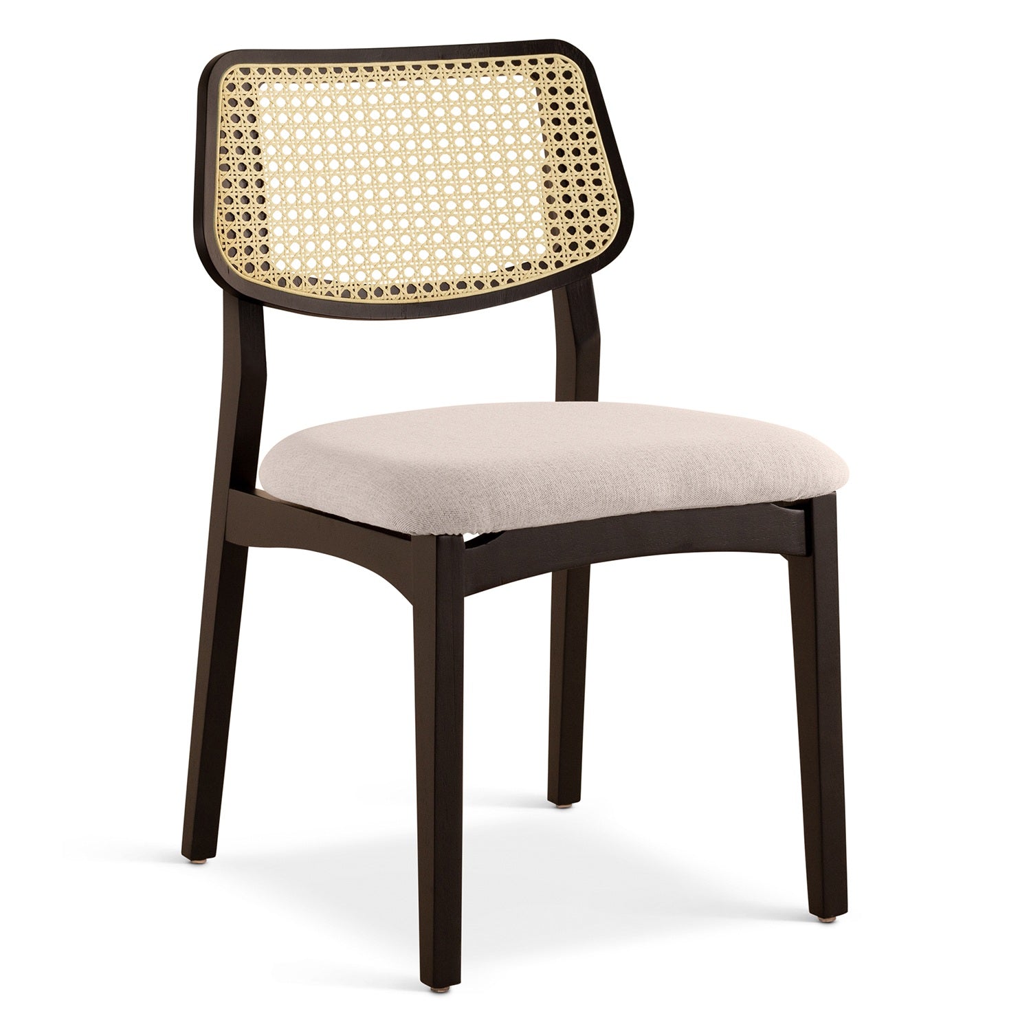Modern Brazilian - Beth - Cane Side Chair - Medley Ivory Seat - Ebano Frame - Natural Cane Webbing by Urbia