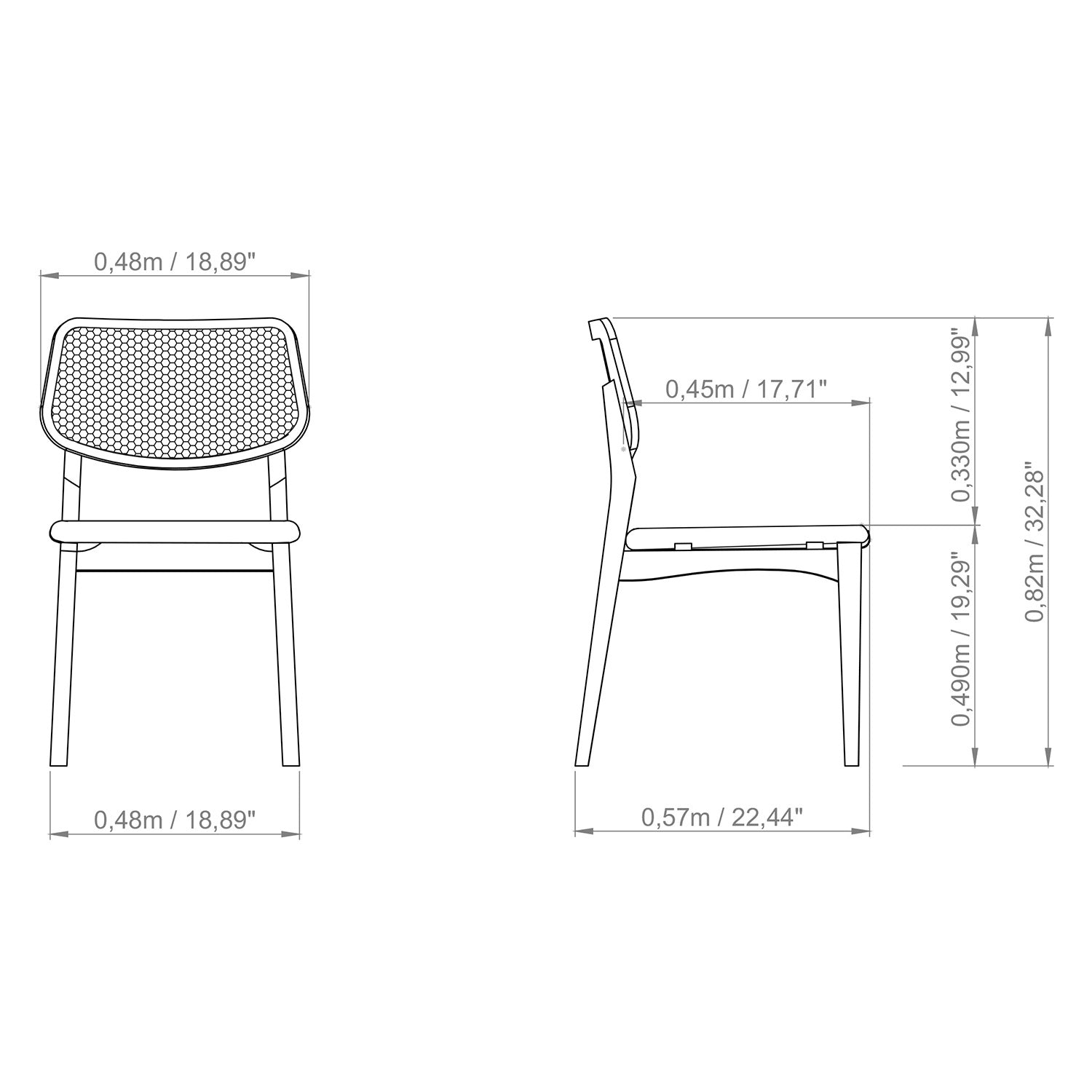 Modern Brazilian - Beth - Cane Side Chair - Medley Ivory Seat - Ebano Frame - Natural Cane Webbing by Urbia