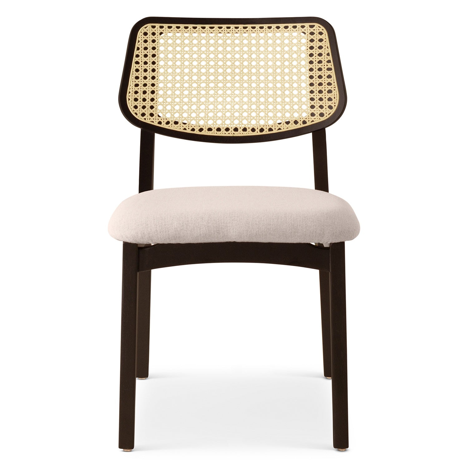 Modern Brazilian - Beth - Cane Side Chair - Medley Ivory Seat - Ebano Frame - Natural Cane Webbing by Urbia