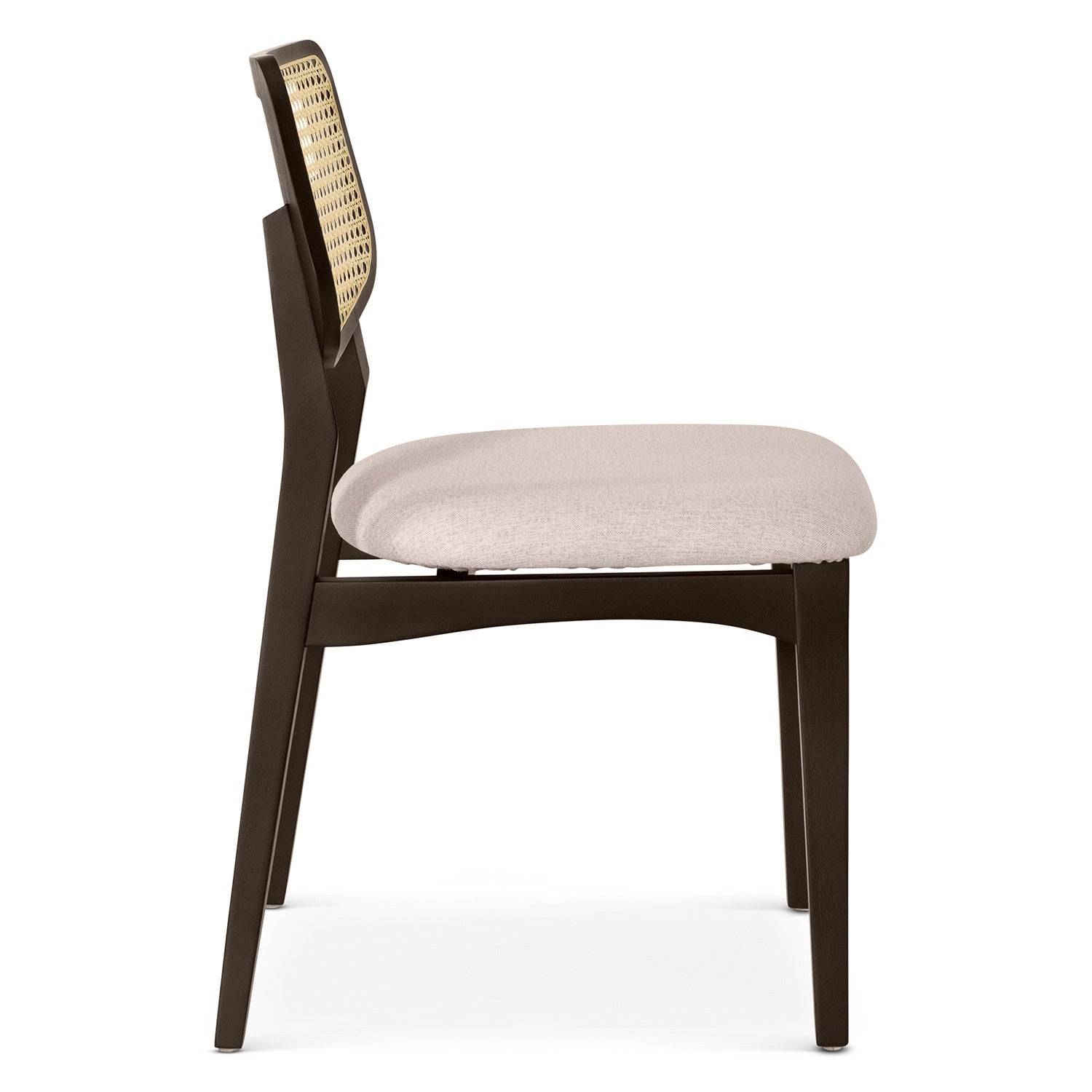 Modern Brazilian - Beth - Cane Side Chair - Medley Ivory Seat - Ebano Frame - Natural Cane Webbing by Urbia