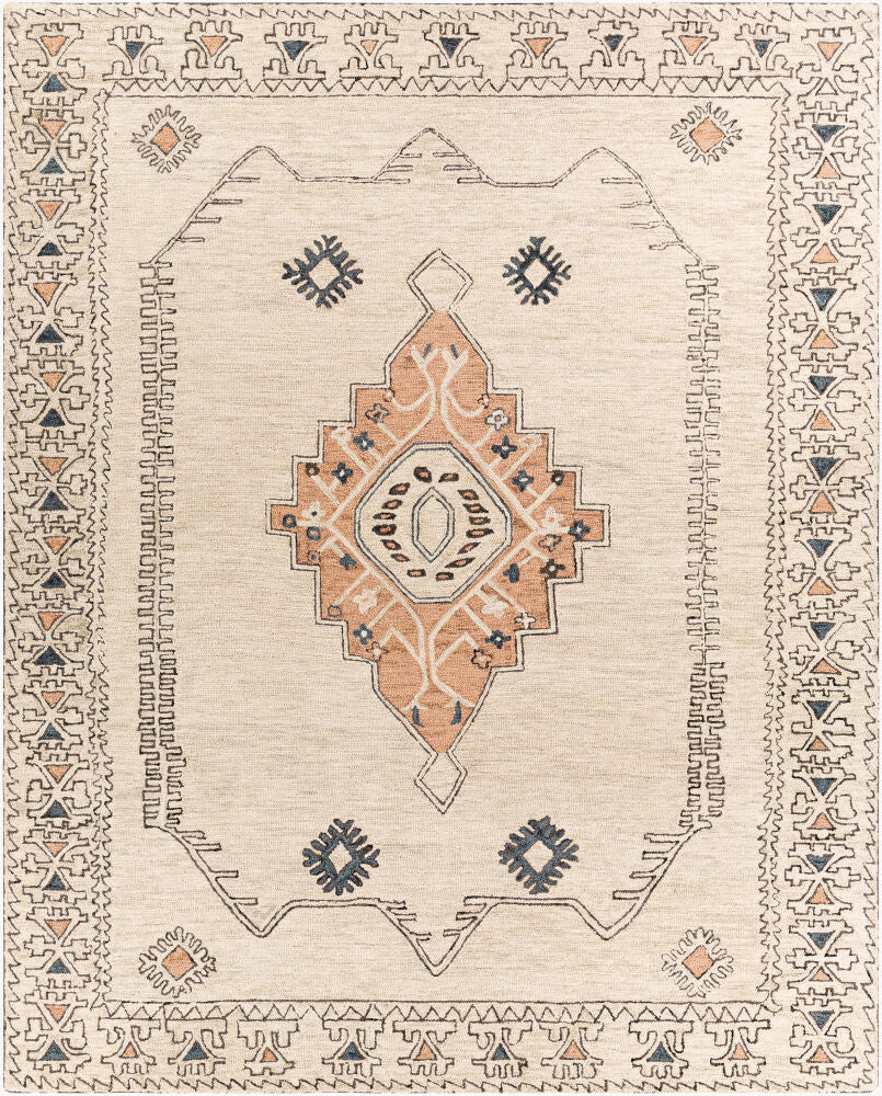 Urfa Charcoal/Peach Handmade Rug - 2' x 3'