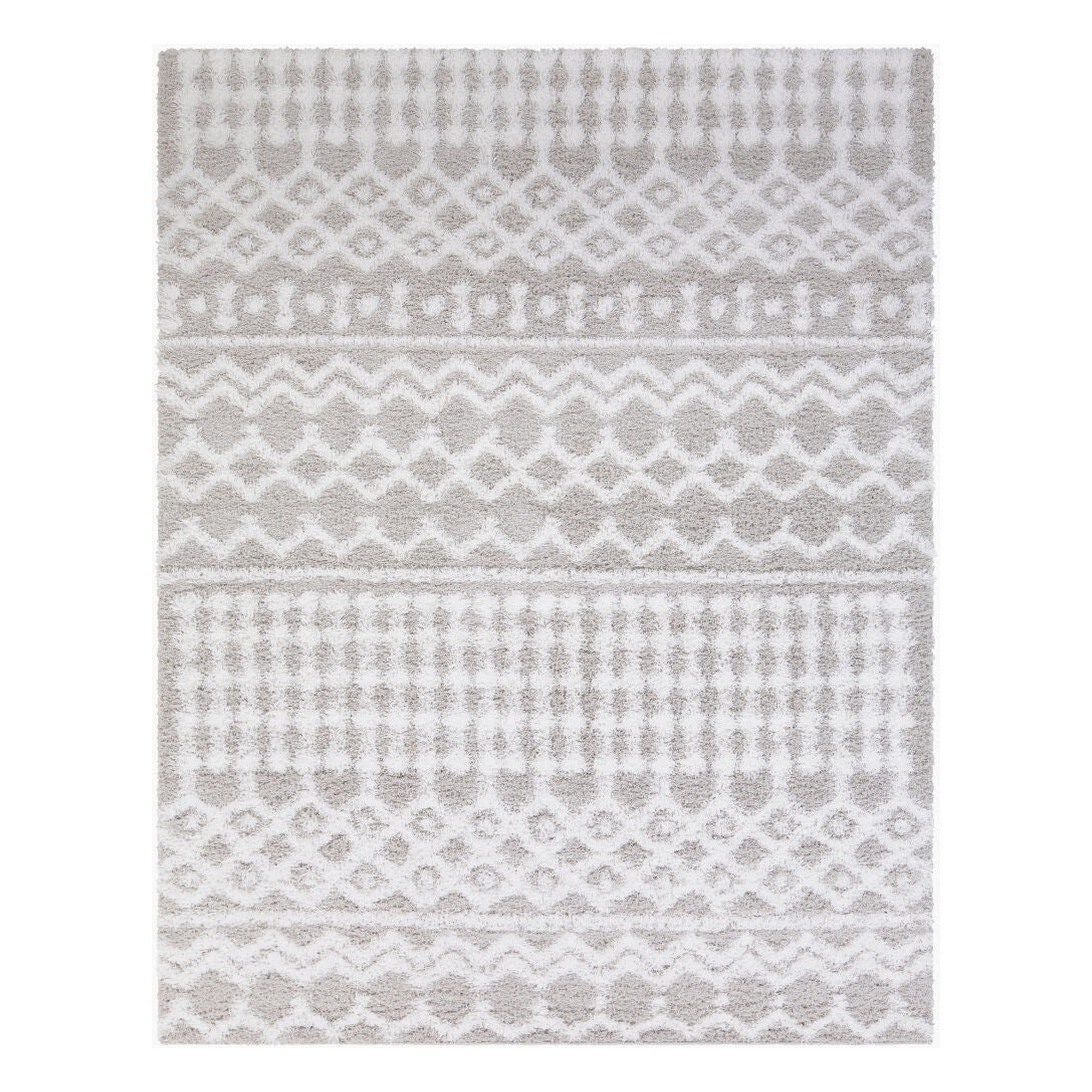 Urban Shag Light Gray/White Machine Woven Rug - 2' x 2'11"