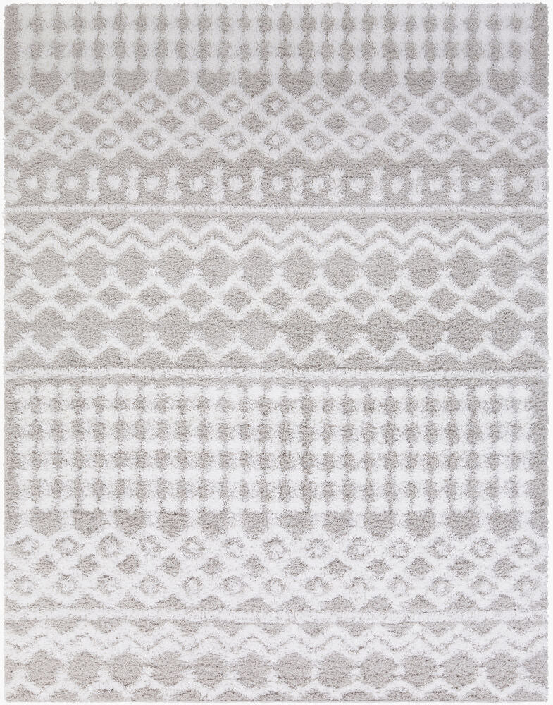 Urban Shag Light Gray/White Machine Woven Rug - 2' x 2'11"