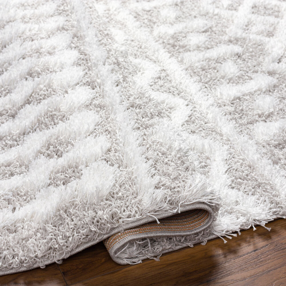 Urban Shag Light Gray/White Machine Woven Rug - fold