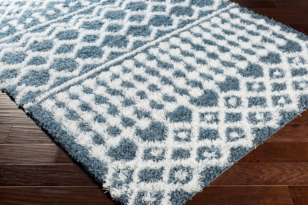 Urban Shag Denim/White Machine Woven Rug - corner