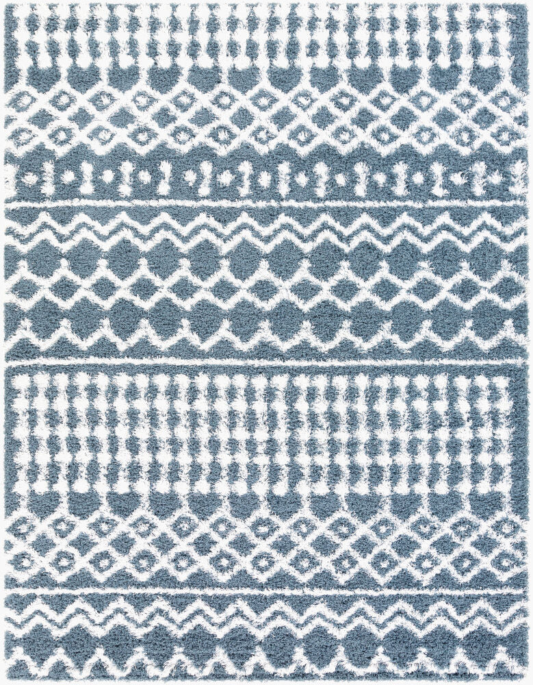 Urban Shag Denim/White Machine Woven Rug - 2' x 2'11"