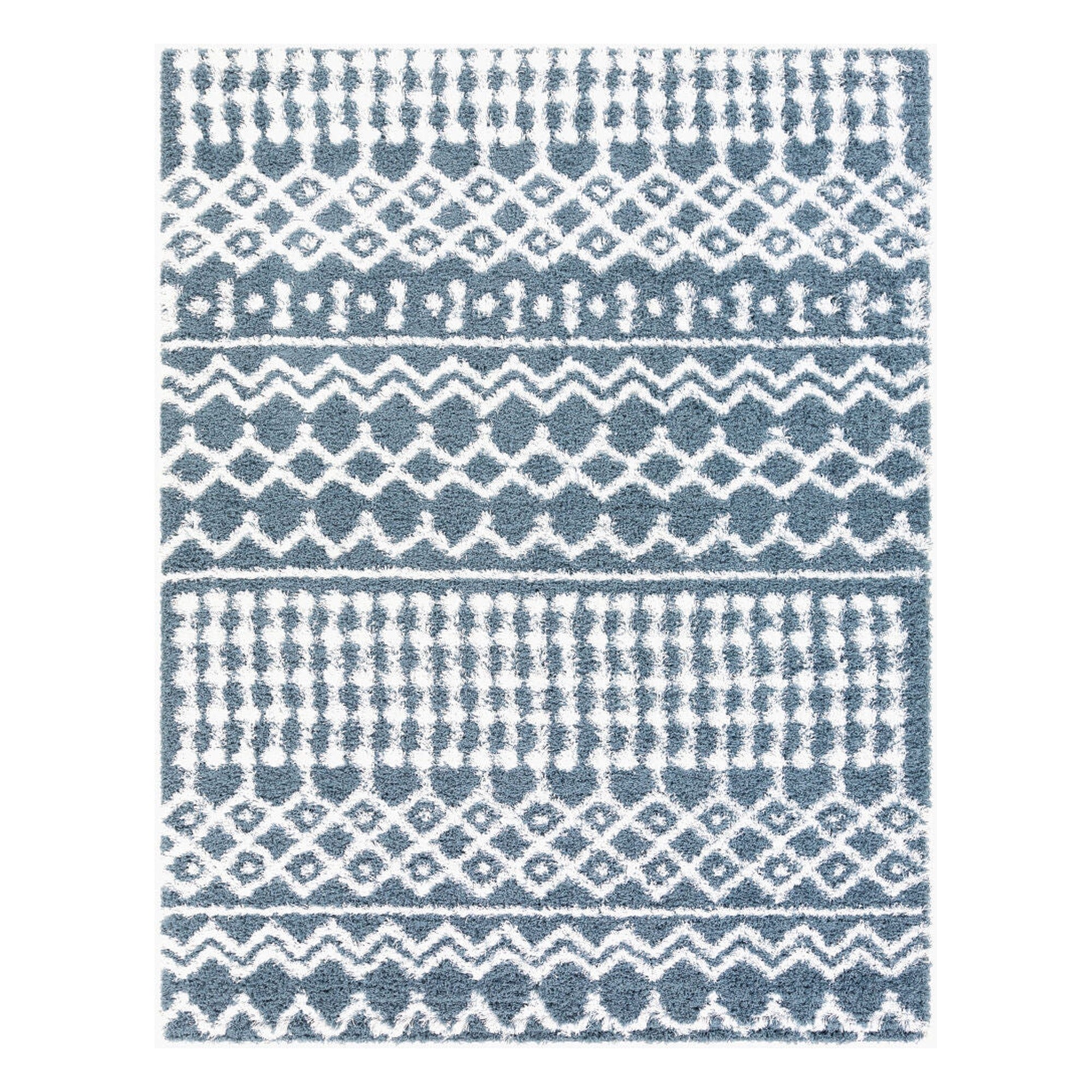 Urban Shag Denim/White Machine Woven Rug - 2' x 2'11"