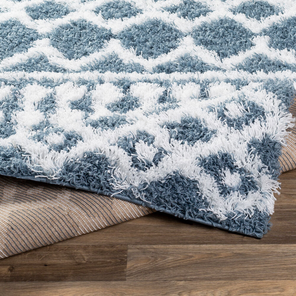 Urban Shag Denim/White Machine Woven Rug - fold