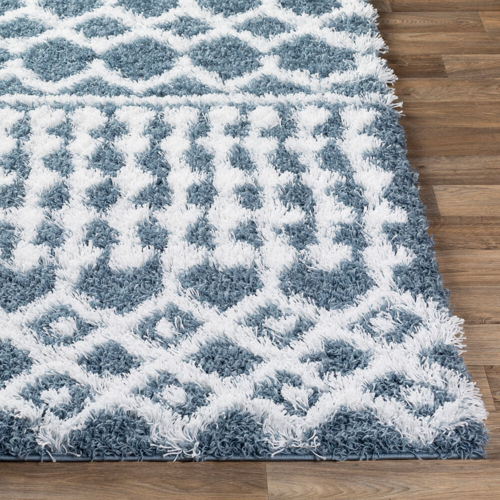Urban Shag Denim/White Machine Woven Rug - front