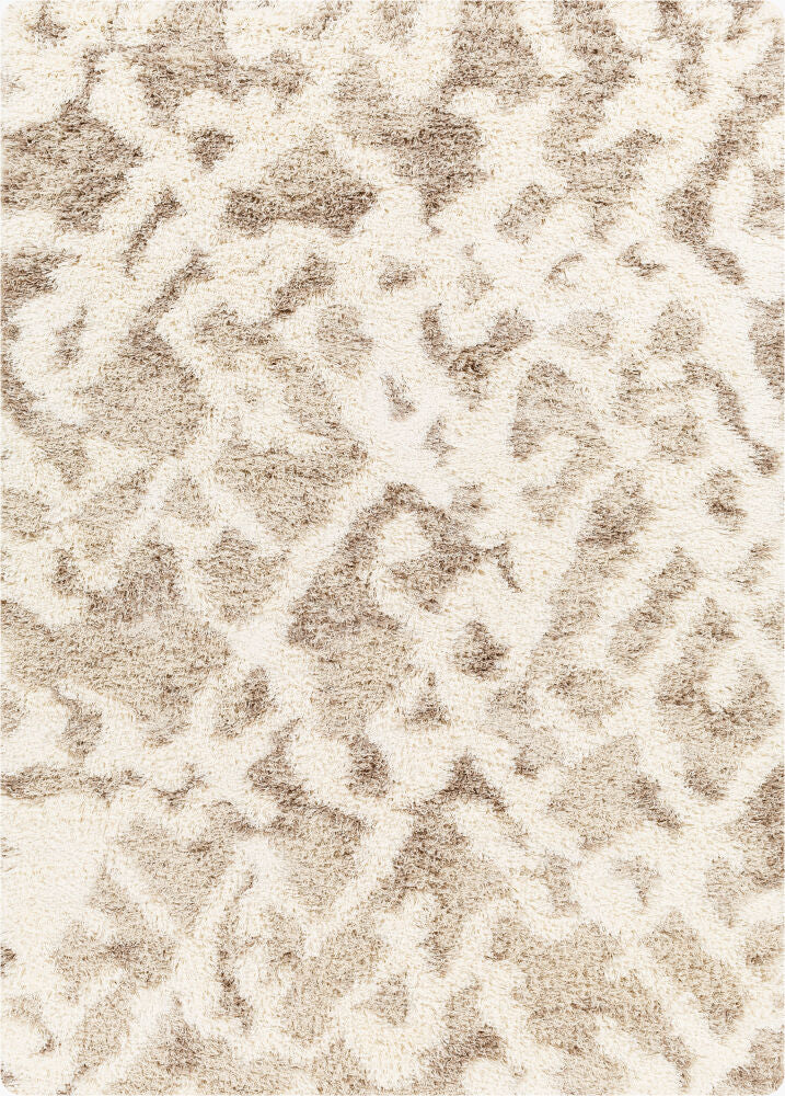 Urban Shag Beige/Medium Brown Machine Woven Rug - 5'3" x 7'3"