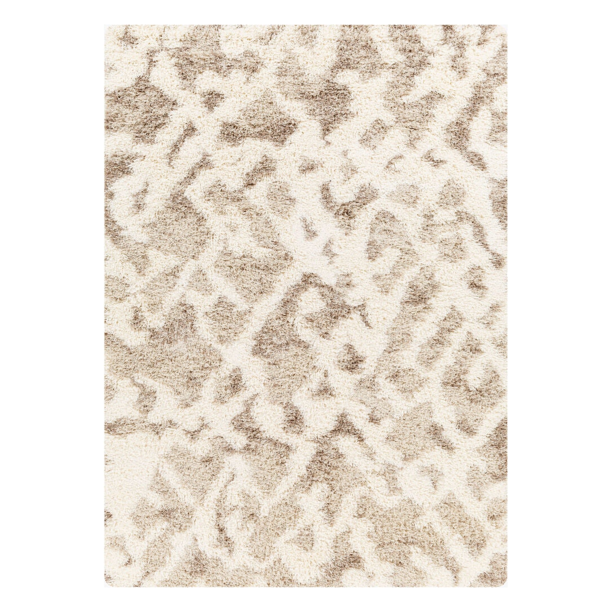 Urban Shag Beige/Medium Brown Machine Woven Rug - 5'3" x 7'3"
