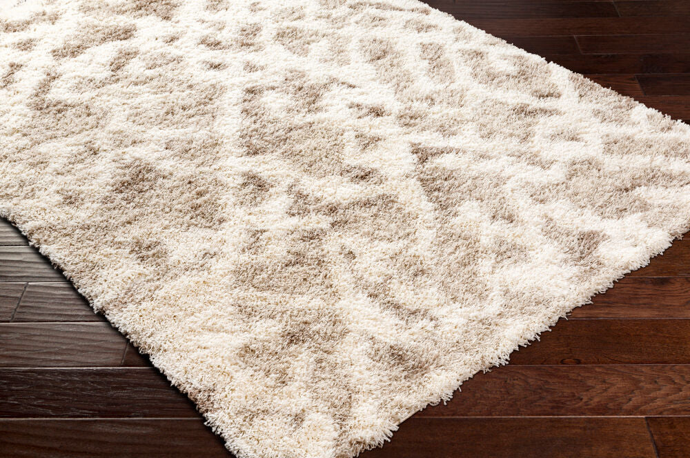 Urban Shag Beige/Medium Brown Machine Woven Rug - corner